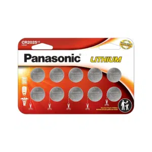 Panasonic CR2025 3.0 Volt Long Lasting Lithium Coin Cell Batteries 10 Count