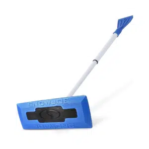 Snow Joe 18″ Telescoping Snow Broom & Ice Scraper for Car Windows, No-Scratch Foam Brush, Blue