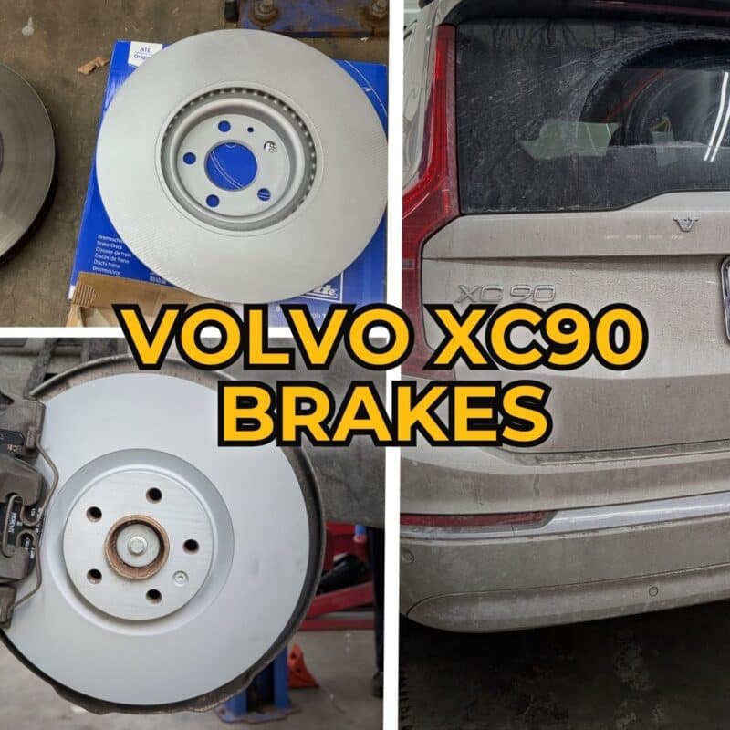 Brakes for a Volvo XC90 are displayed, including a close-up of the brake rotor and caliper, at Reflex Tuning in Hooksett, NH.